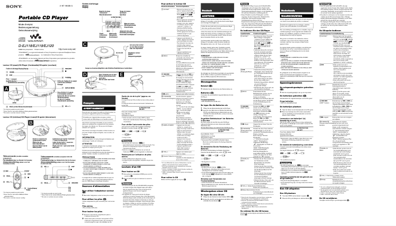 Imagen de la primera página del manual del dispositivo Discman D-EJ120