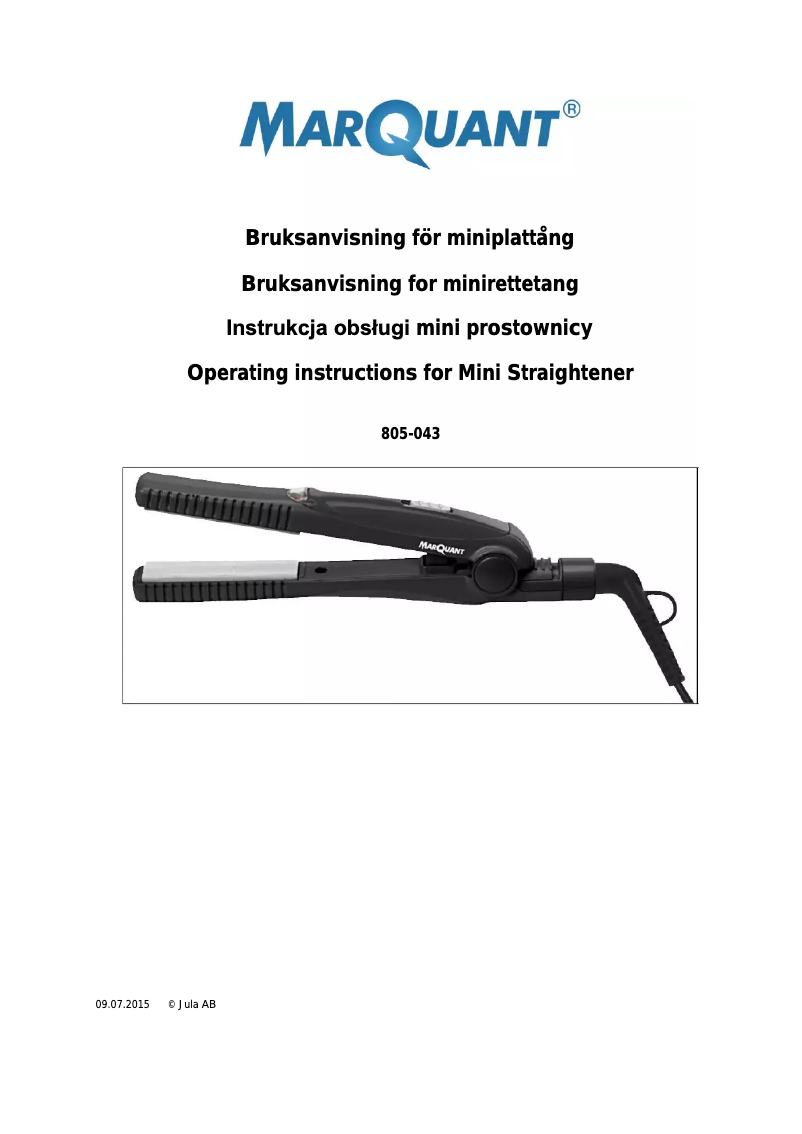 Imagen de la primera página del manual del dispositivo 805-043