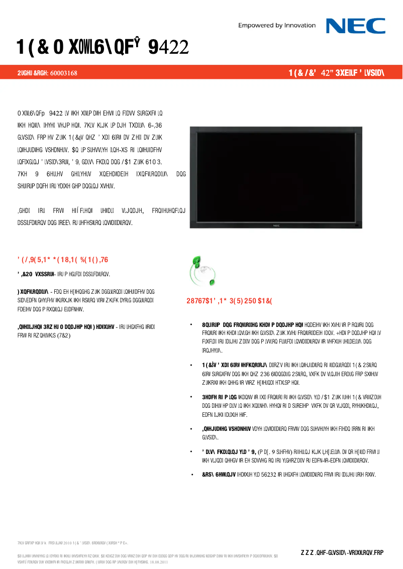 Imagen de la primera página del manual del dispositivo MultiSync V422