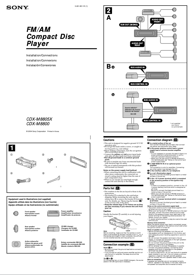 Imagen de la primera página del manual del dispositivo CDX-M8800