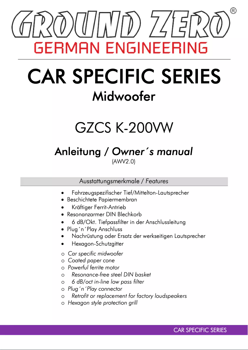 Imagen de la primera página del manual del dispositivo GZCS K-200VW