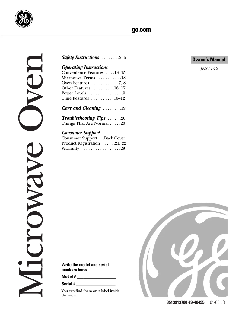 Imagen de la primera página del manual del dispositivo JES1142SJ