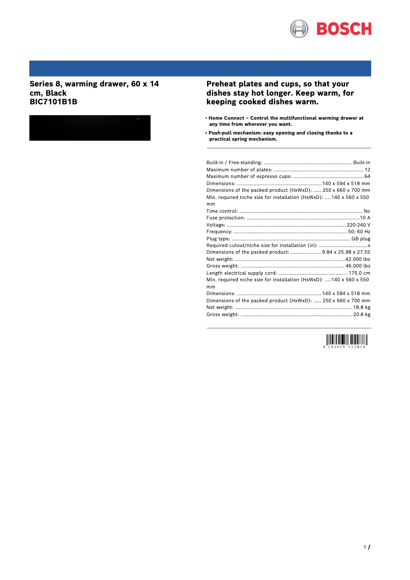 Imagen de la primera página del manual del dispositivo BIC7101B1B