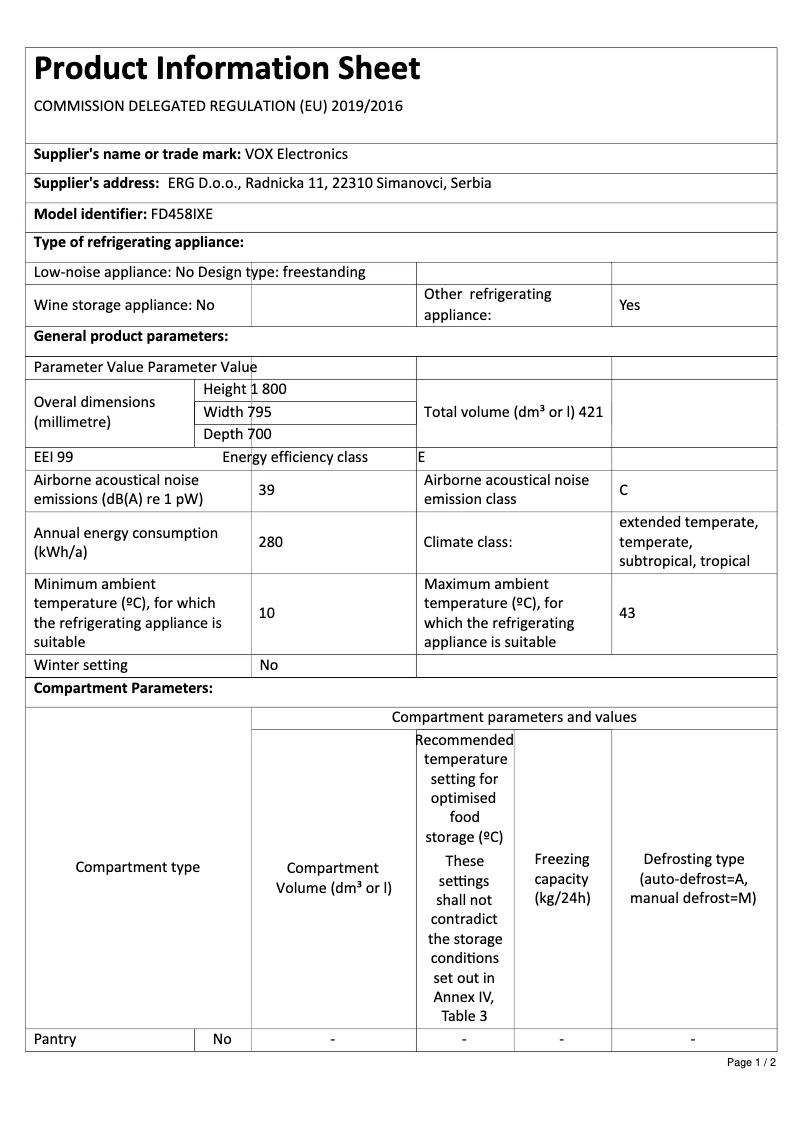 Imagen de la primera página del manual del dispositivo FD458IXE