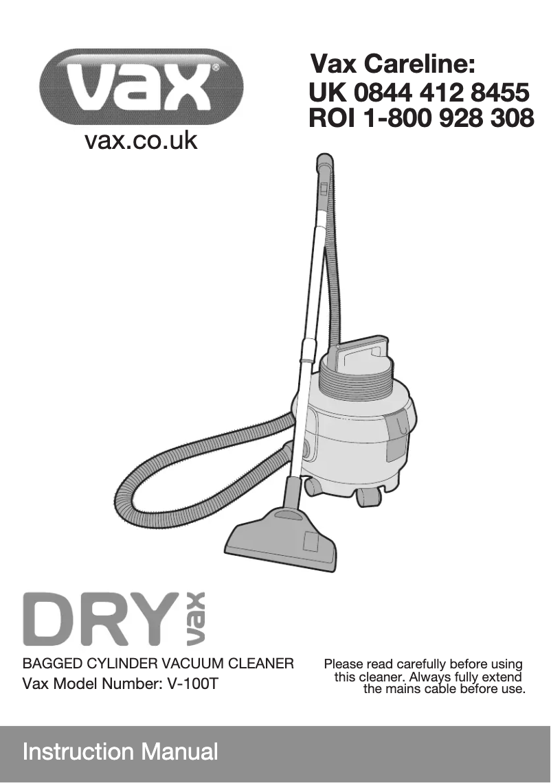 Página nº 1 - Manual de usuario Vax DryVax V100T