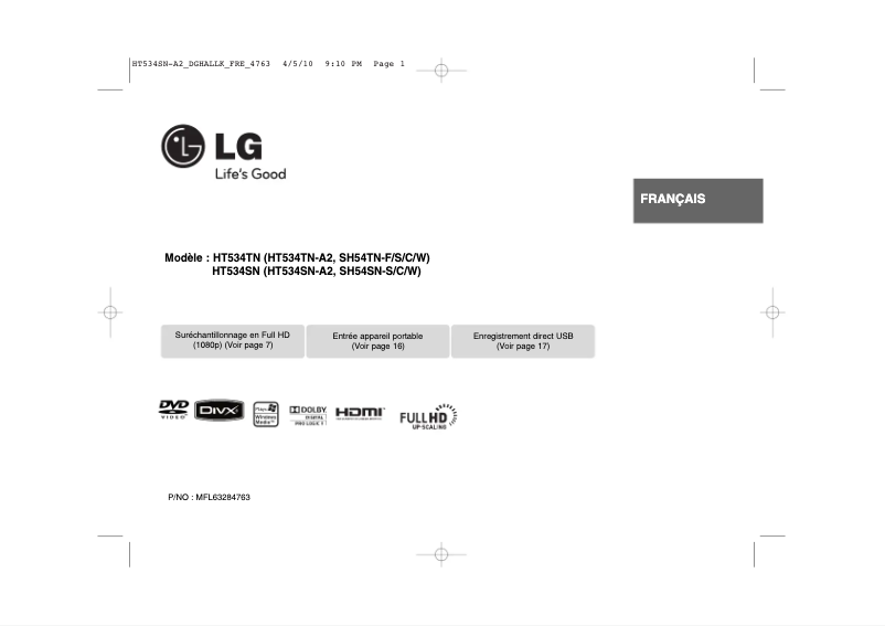 Página nº 1 - Manual de usuario LG HT534SN