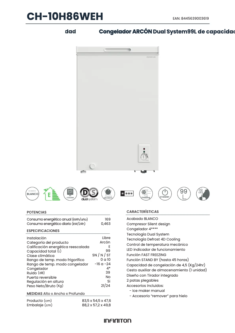 Página 1 del manual Etiqueta energética Infiniton CH-10H86WEH