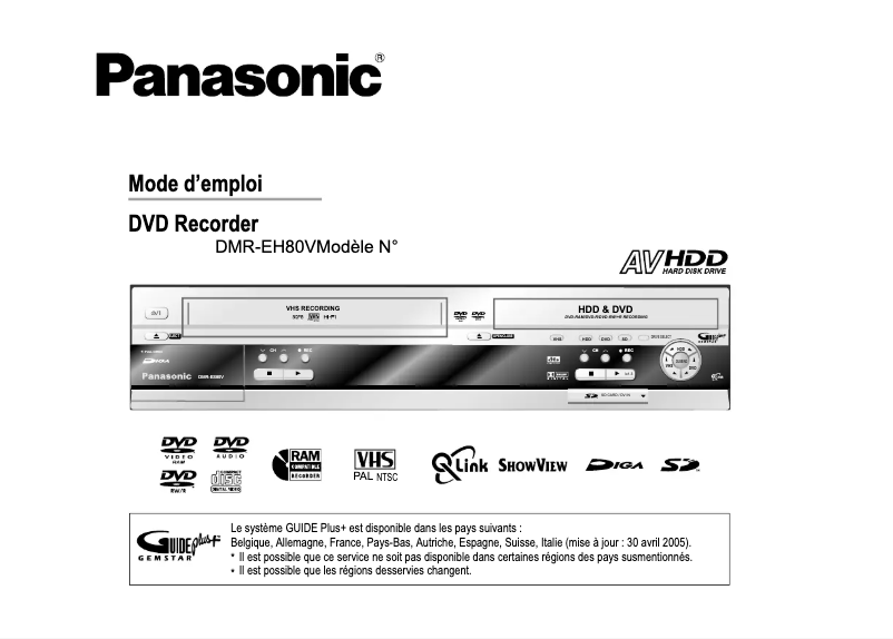 Imagen de la primera página del manual del dispositivo DMR-EH80
