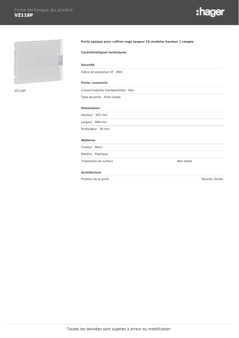Imagen de la primera página del manual del dispositivo VZ118P