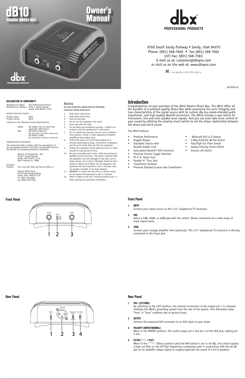 Imagen de la primera página del manual del dispositivo db10