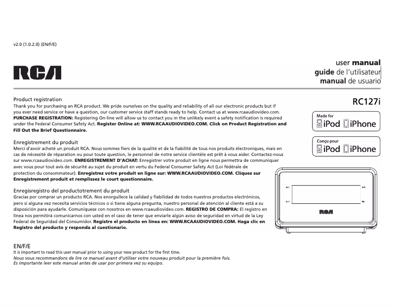 Página 1 del manual Manual de usuario audiovox RC127I