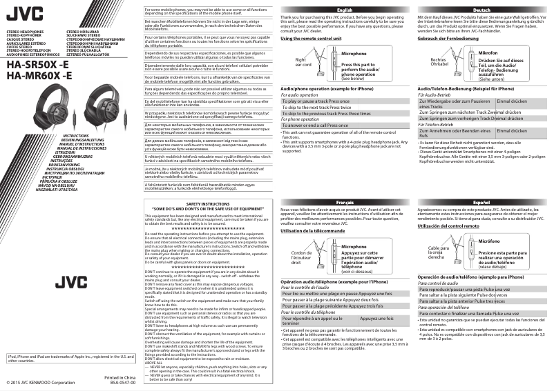 Imagen de la primera página del manual del dispositivo HA-MR60X-E