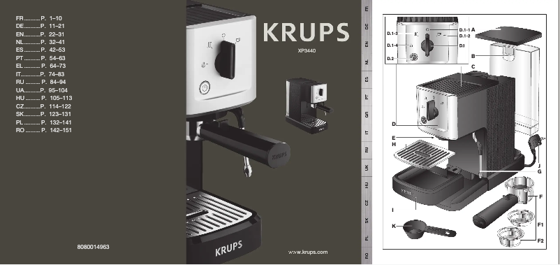 Página 1 del manual Manual de usuario Krups Calvi XP3440