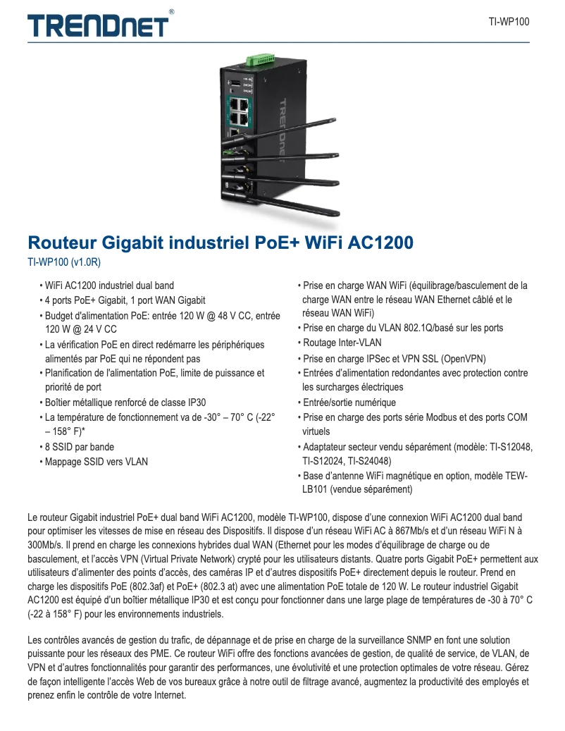 Imagen de la primera página del manual del dispositivo TI-WP100