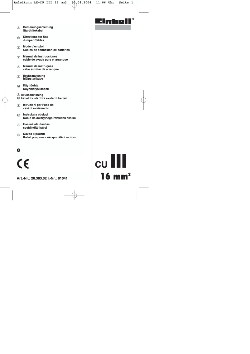 Página nº 1 - Manual de usuario Einhell CU III