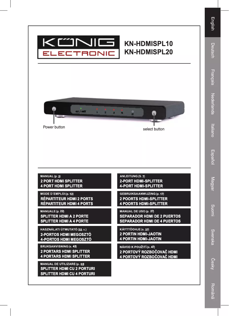 Página 1 del manual Manual de usuario Konig KN-HDMISPL10 HDMI-splitter