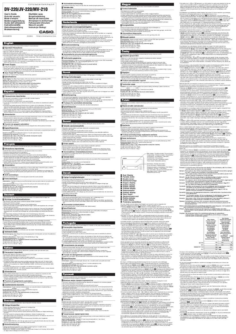 Imagen de la primera página del manual del dispositivo JV-220
