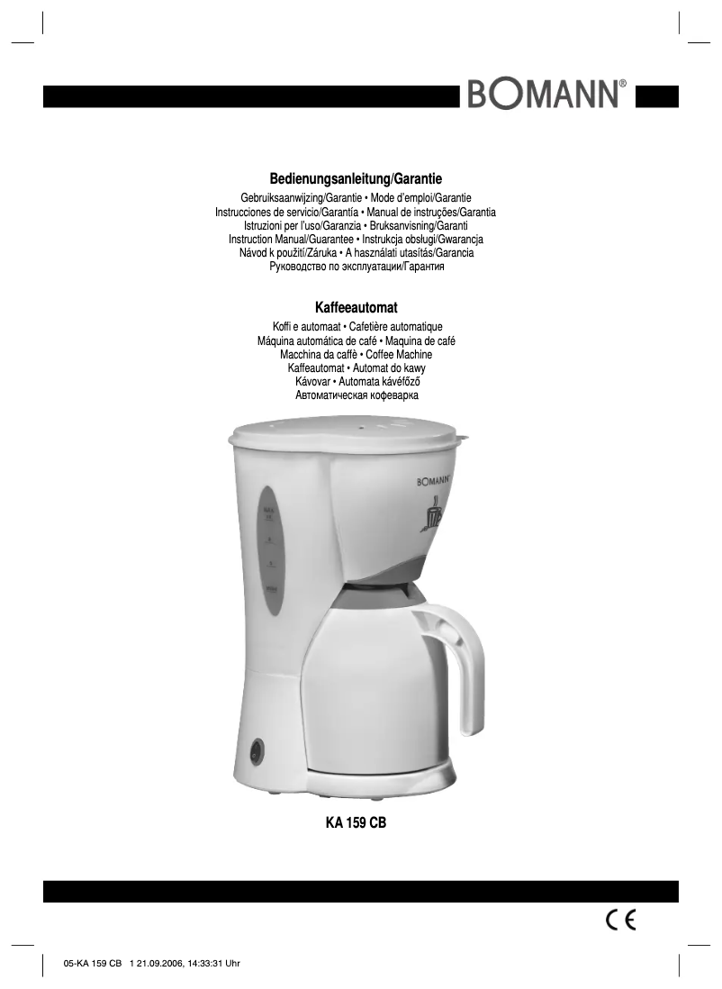 Imagen de la primera página del manual del dispositivo KA 159 CB