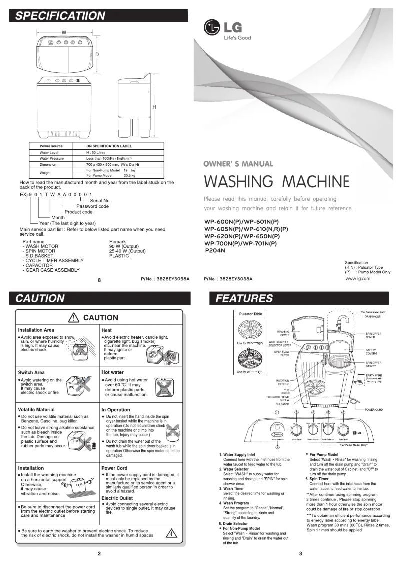 Imagen de la primera página del manual del dispositivo WP-700N