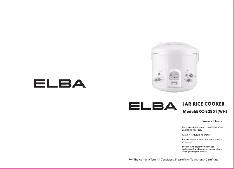 Página 1 del manual Manual de usuario Elba ERC-E2851(WH)