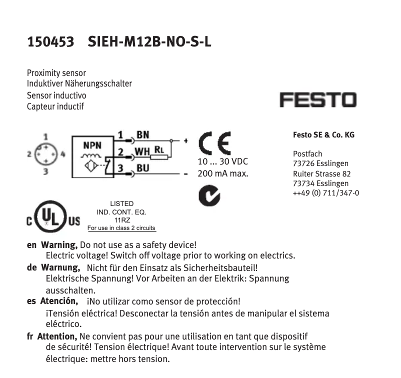 Imagen de la primera página del manual del dispositivo SIEH-M12B-NO-S-L