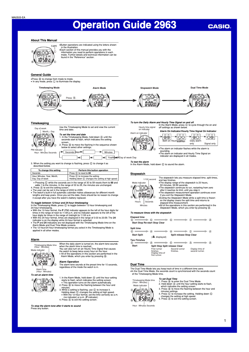 Página 1 del manual Manual de usuario Casio 2963