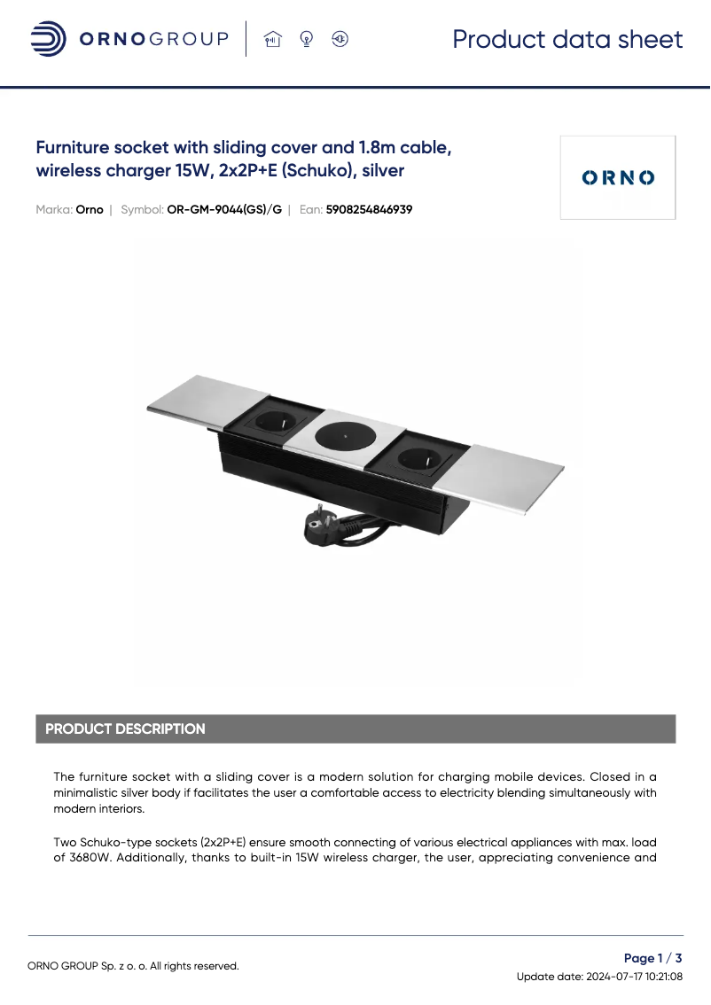 Imagen de la primera página del manual del dispositivo OR-GM-9044