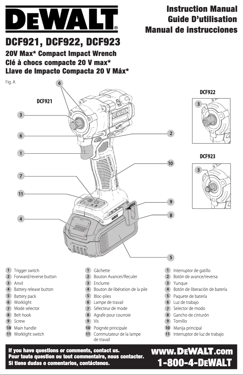 Página nº 1 - Manual de usuario DeWalt DCF921B