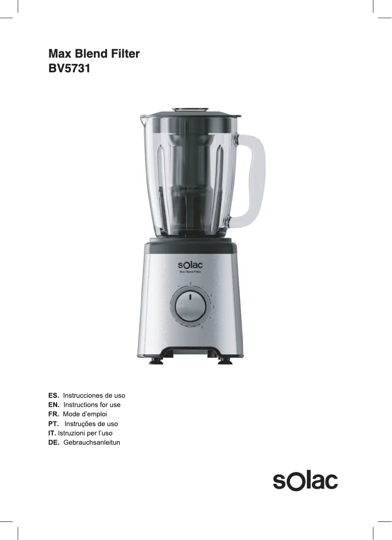 Página 1 del manual Manual de usuario Solac MaxBlend Filter BV5731