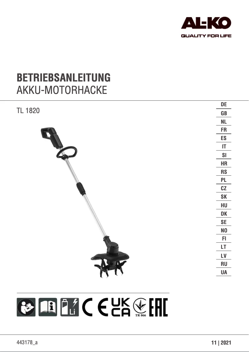 Imagen de la primera página del manual del dispositivo Tl 1820