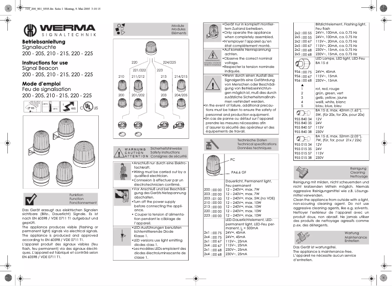Página 1 del manual Manual de usuario Werma 200