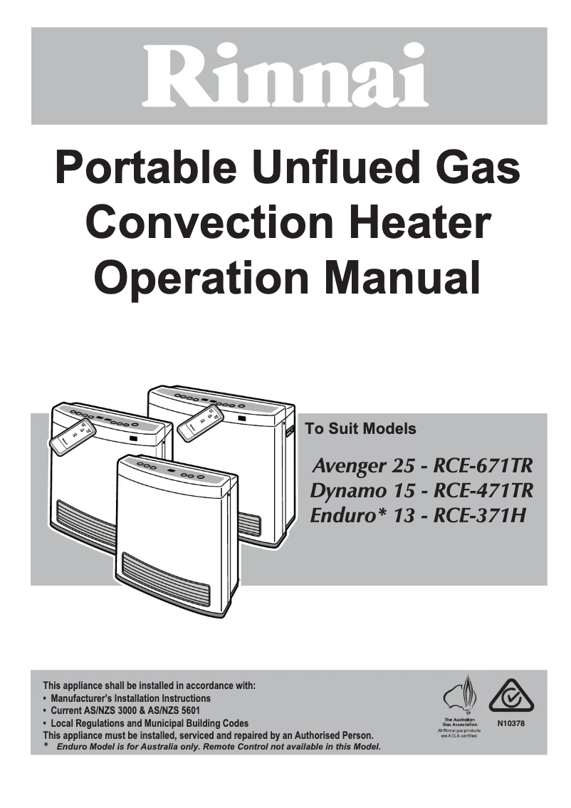 Página 1 del manual Manual de usuario Rinnai Enduro 13 EN13L