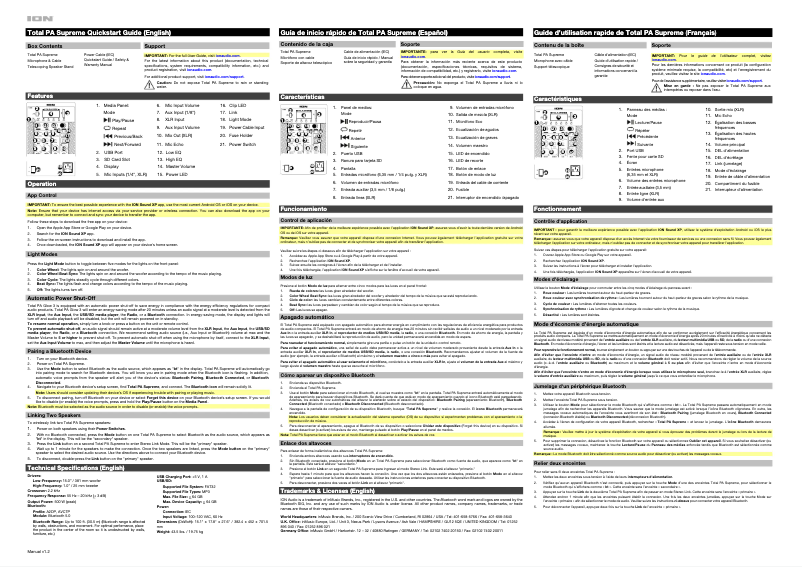 Imagen de la primera página del manual del dispositivo Total PA Supreme