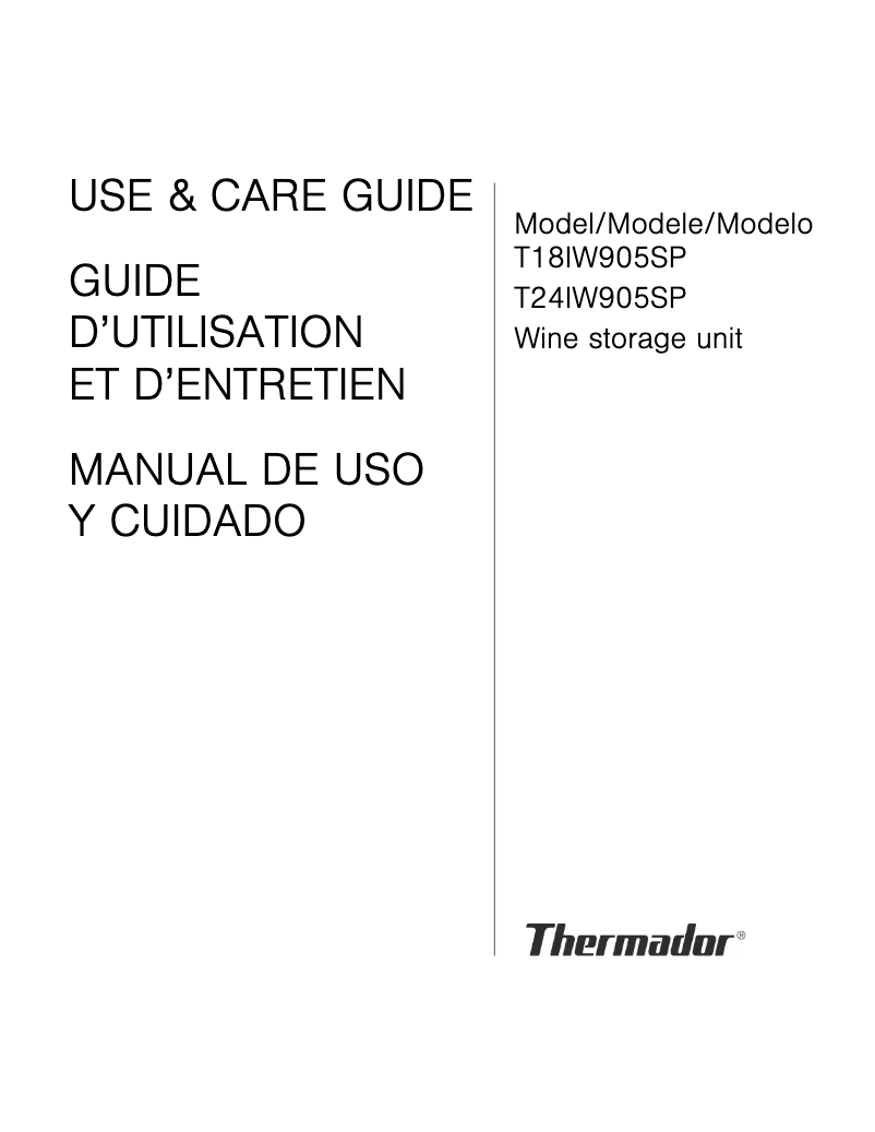 Página 1 del manual Manual de usuario Thermador T18IW905SP
