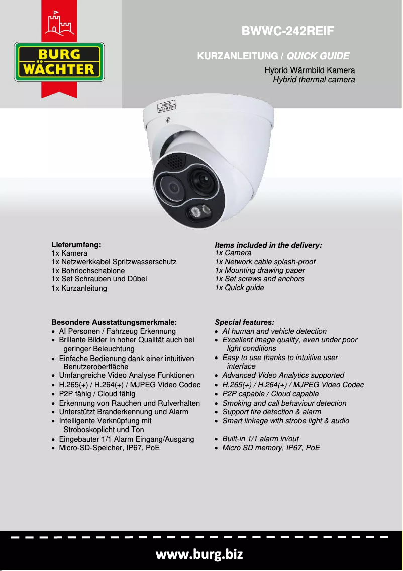Imagen de la primera página del manual del dispositivo BWWC-242REIF