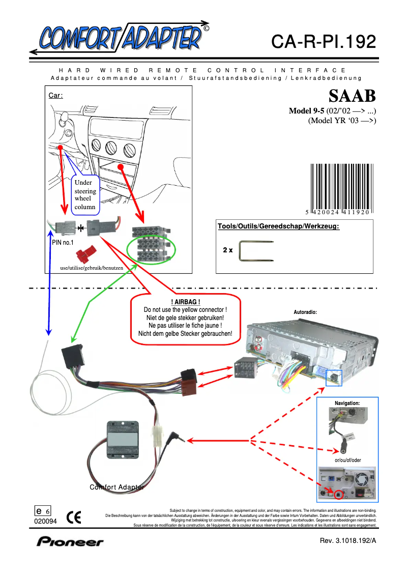 Página 1 del manual Manual de usuario Pioneer CA-R-PI.192