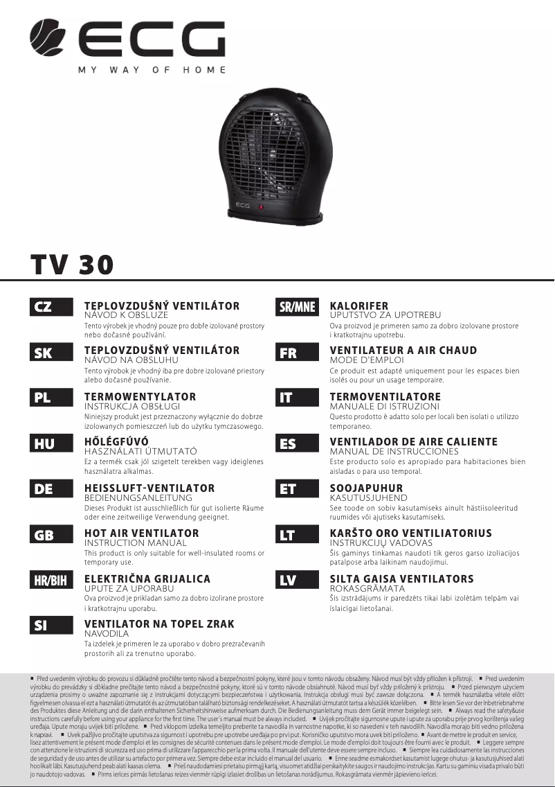 Imagen de la primera página del manual del dispositivo TV 30