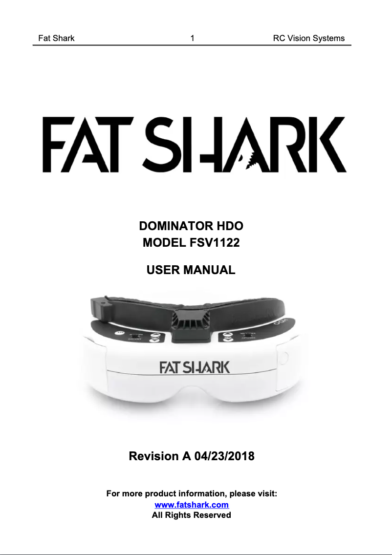 Página 1 del manual Manual de usuario Fat Shark FSV1122