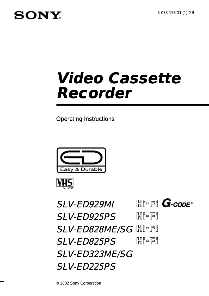 Página 1 del manual Manual de usuario Sony SLV-ED323SG