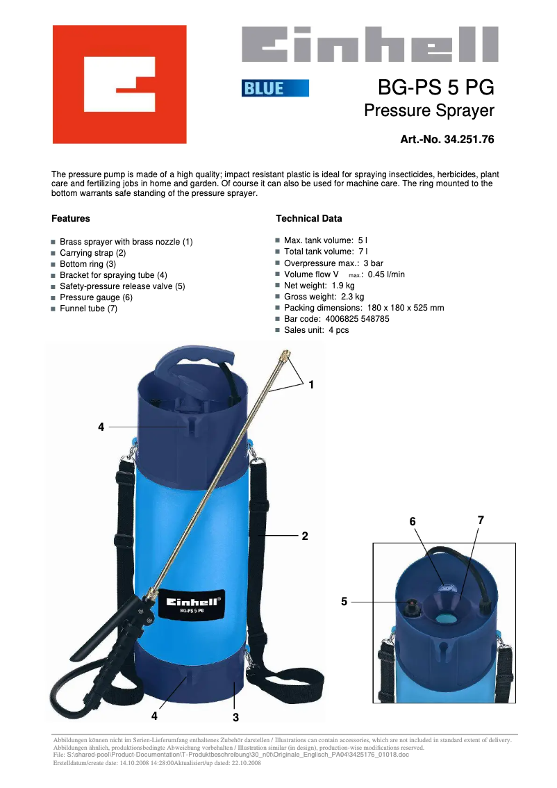 Página 1 del manual Manual de usuario Einhell BG-PS 5 PG