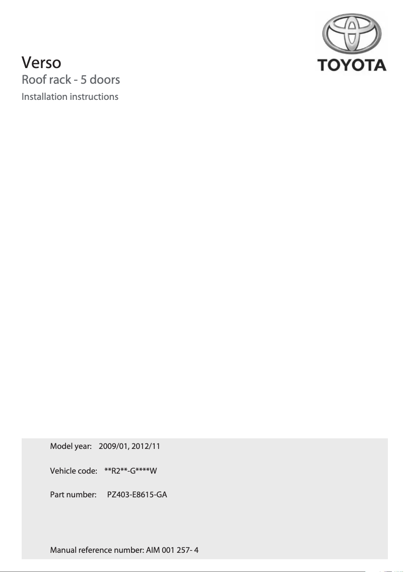 Página 1 del manual Manual de usuario Toyota Verso (2009)