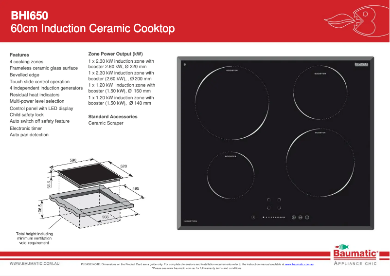 Página 1 del manual Ficha técnica Baumatic BHI650