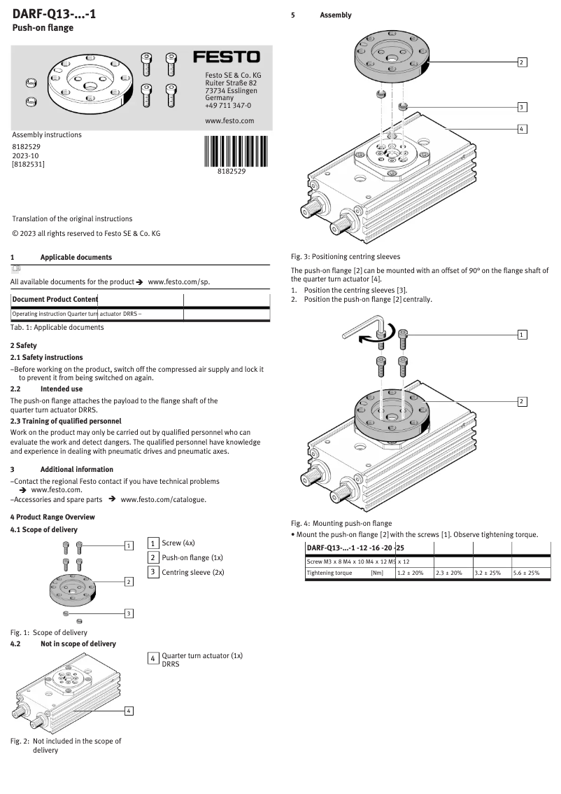 Imagen de la primera página del manual del dispositivo DARF-Q13-12-1
