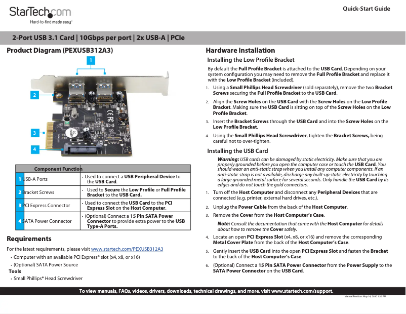 Imagen de la primera página del manual del dispositivo PEXUSB312A3