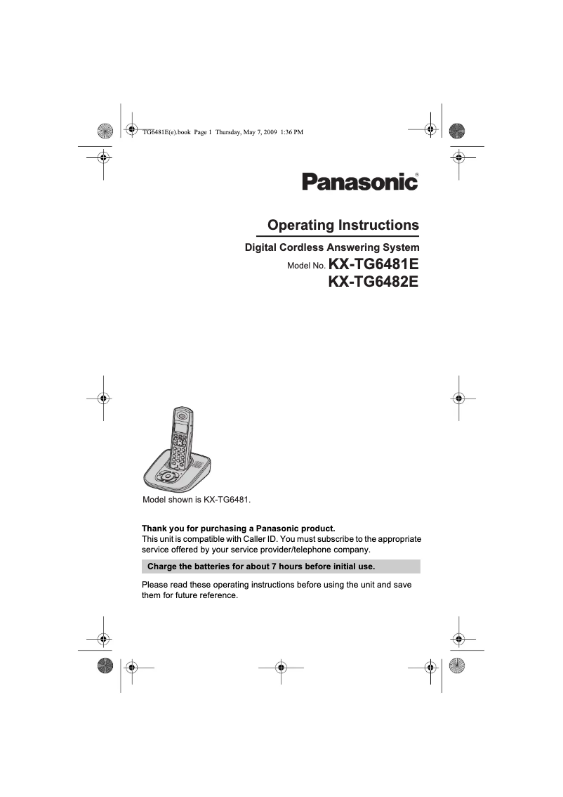 Página 1 del manual Manual de usuario Panasonic KX-TG6482E