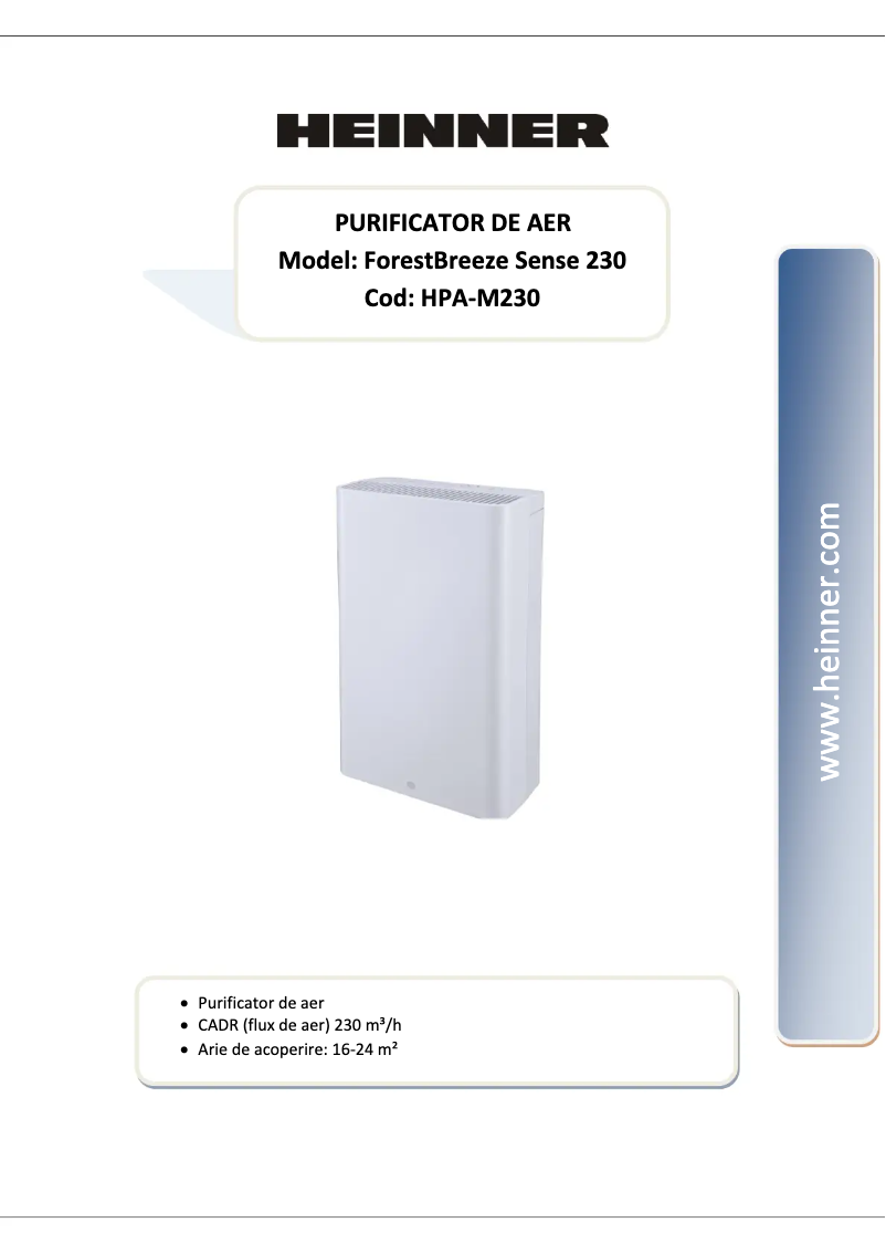 Imagen de la primera página del manual del dispositivo HPA-M230