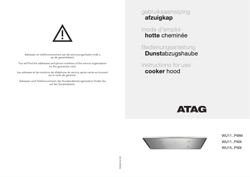 Página 1 del manual Manual de usuario Atag WU1111PMM