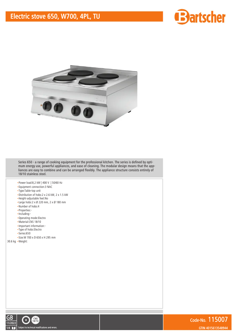 Imagen de la primera página del manual del dispositivo 115007