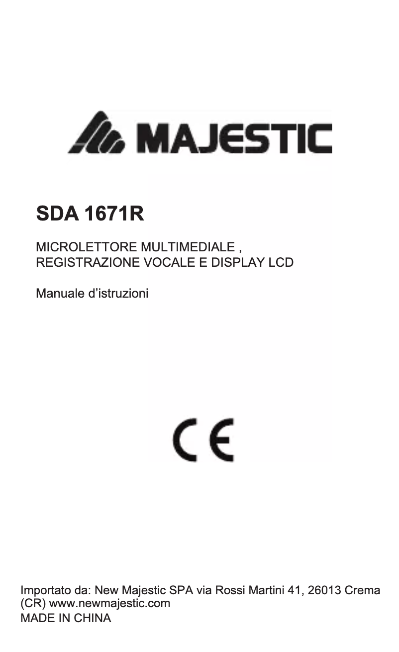 Página 1 del manual Manual de usuario Majestic SDA-1671R