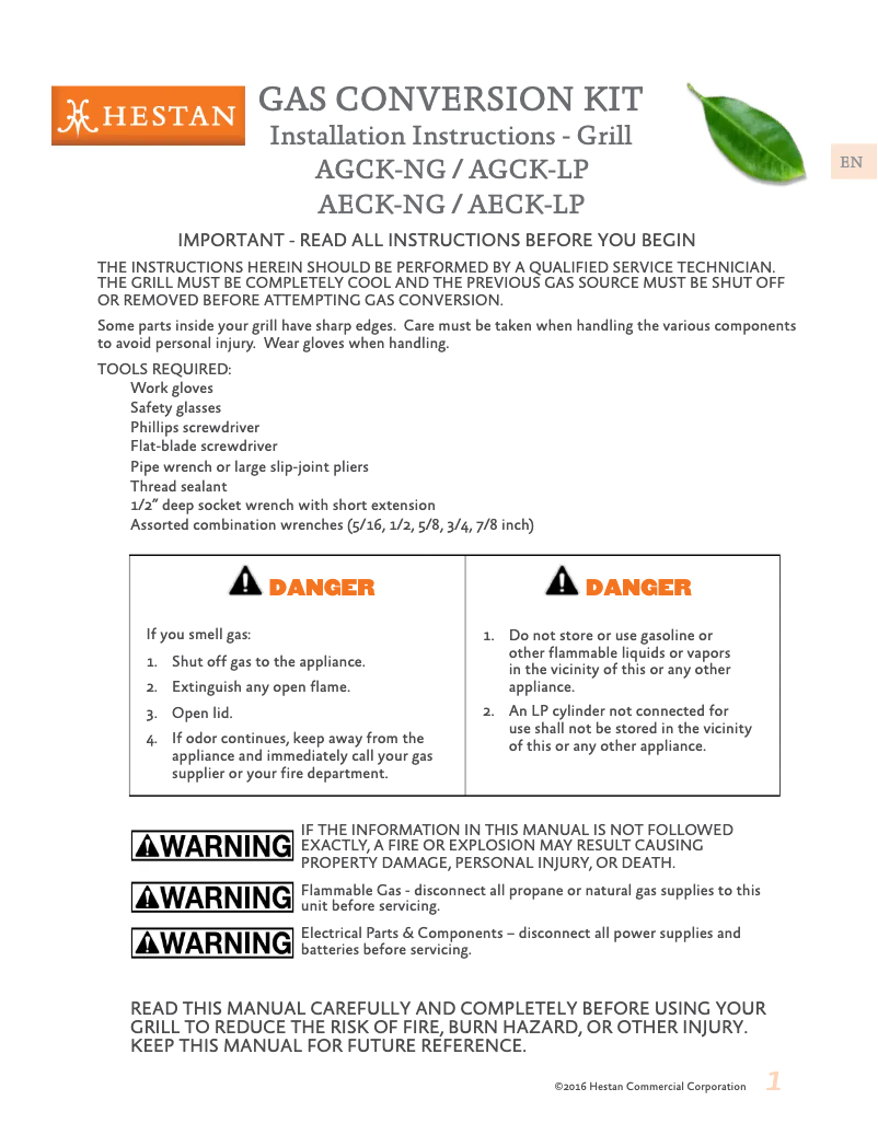 Página nº 1 - Guía de inicio rápido Hestan GMBR42-LP